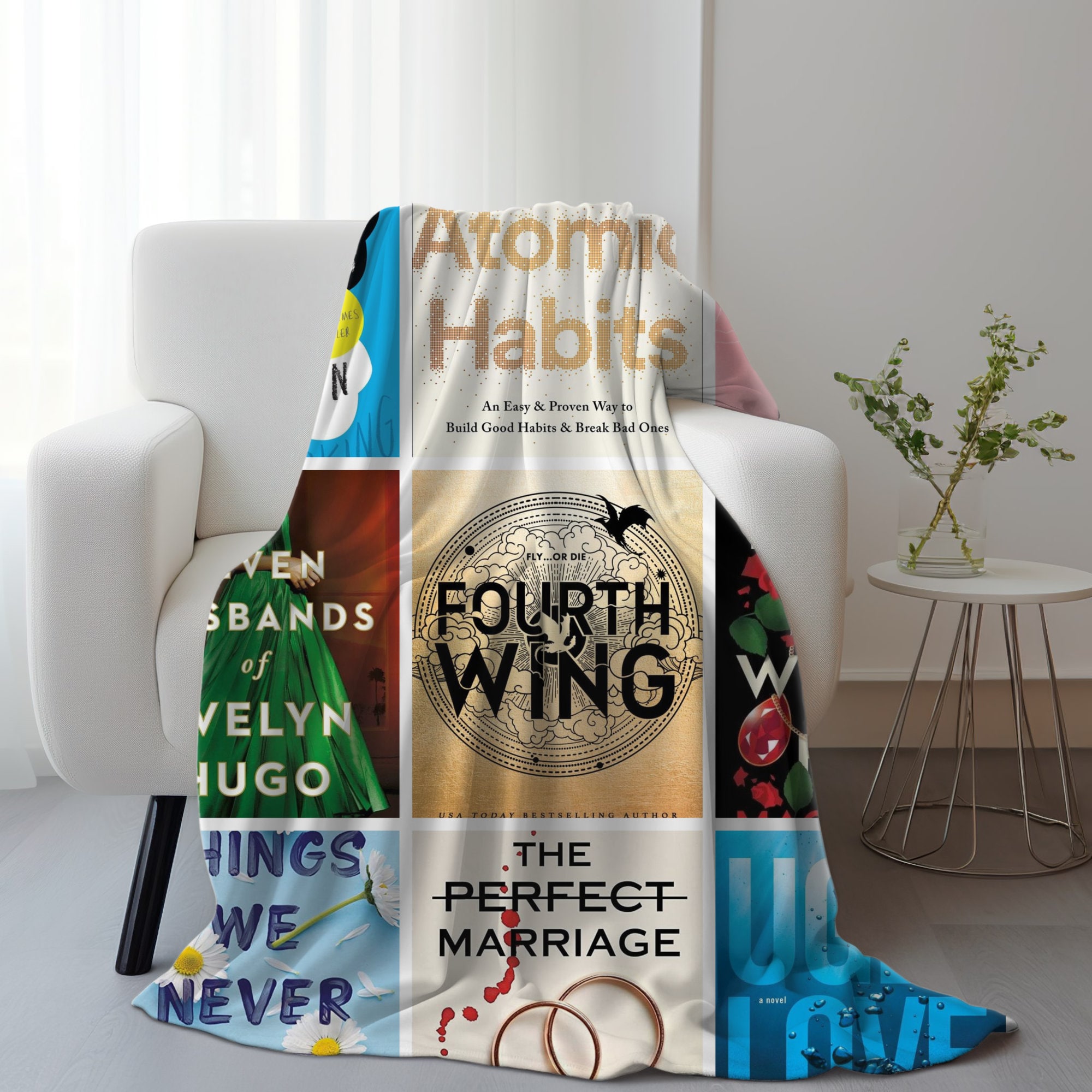 Book Lover Blanket, Custom Book Cover Photo Grid Velveteen Blanket, Readers Personalized Blanket Gift, Mother&#39;s Day Gift, Book Decor #2496