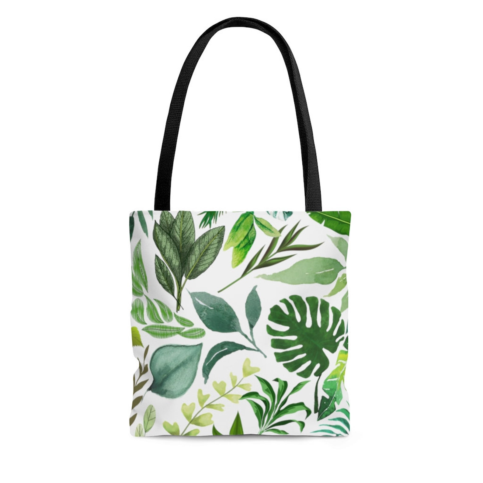 Botanical Plants Tote Bag Green Leaves Polyester Shopping Etsy