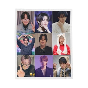 Produtos com viés Heeseung, cobertor de veludo Heeseung Photo Grid, presente de colagem personalizado para fãs de Engene e K-pop, produtos Niki Jake Jay Jungwon nº 2482