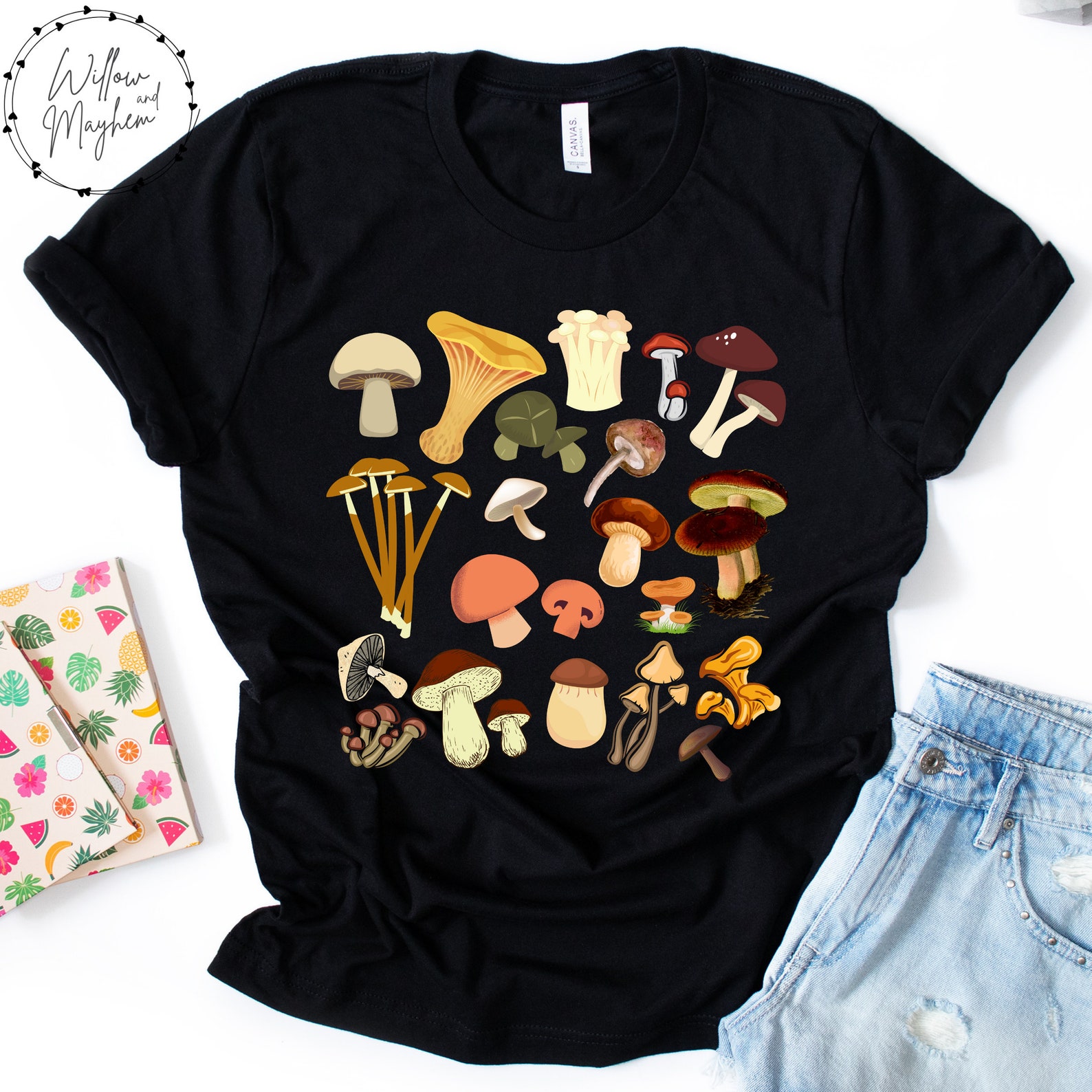 Mushroom Tshirt Mushrooms Botanical Shirt Cottagecore Etsy