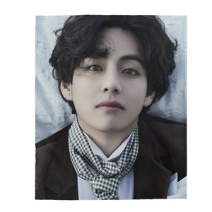 Couverture photo personnalisée en V, couverture en velours côtelé Fangirl, cadeau pour l'armée et les fans de K-Pop, décoration d'intérieur coréenne, cadeau Vante #1795
