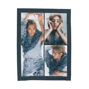Custom K-Pop Photo Blanket, V Collage Velveteen Blanket, Custom Gift for Army and K-Pop Fans, Tatamic Gift, JK Hobi Merch, Apobangpo #2373