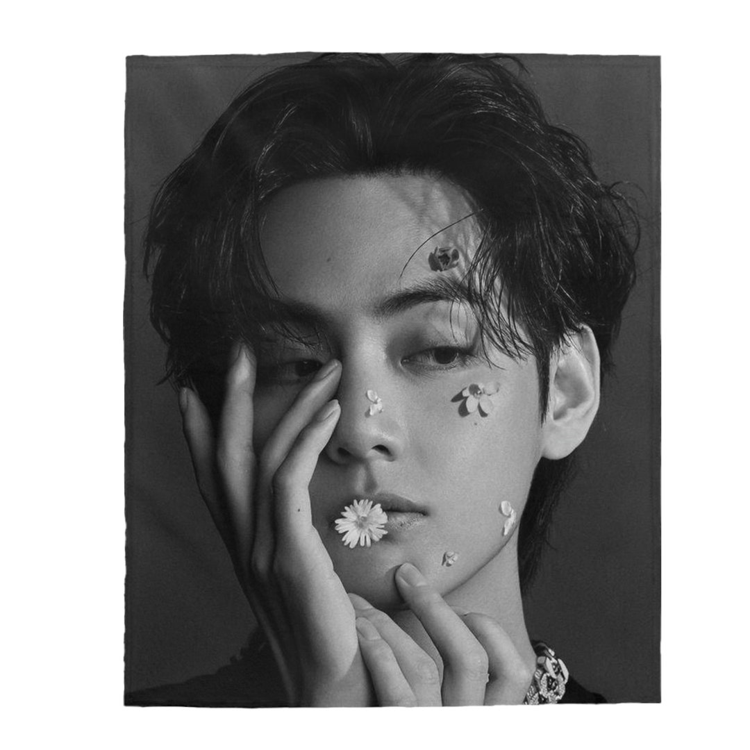 Custom Photo Blanket, Personalized Black and White Velveteen Blanket