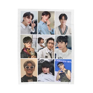 Couverture photo quadrillée Wooyoung, couverture en velours Jung Wooyoung Ateez, cadeau personnalisé pour les fans d'Atiny et de K-Pop, Wooyoung Hi Meme drôle #2284