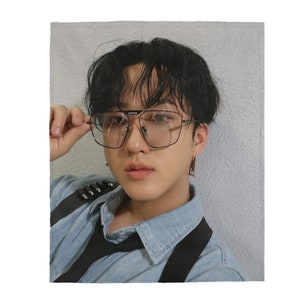 Coperta fotografica Changbin personalizzata, coperta in velluto Seo Changbin Stray Kids personalizzata, regalo per i fan di Straykids Stay e K-Pop #1959