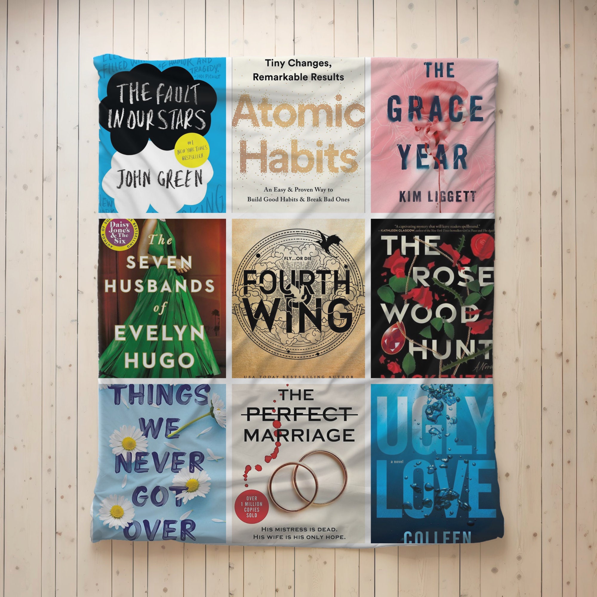 Book Lover Blanket, Custom Book Cover Photo Grid Velveteen Blanket, Readers Personalized Blanket Gift, Mother&#39;s Day Gift, Book Decor #2496