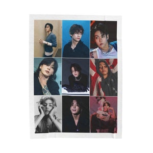 Cobertor da linha K-Pop Maknae, cobertor de veludo K-Pop personalizado, presente em grade de fotos para fãs do exército e do K-Pop, abdominais JK, Baby Mochi, produtos Tatamic nº 2433