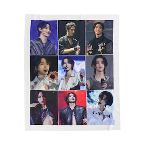 Couverture pour collage photo Seonghwa, couverture en velours Ateez Seonghwa, cadeau personnalisé pour les fans d'Ateez Atiny et de Kpop, Mingi Wooyoung Merch # 2484