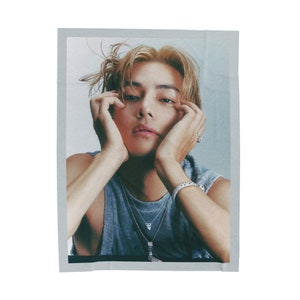 Custom Cute Photo Blanket, Personalozed Selfie Velveteen Blanket, Custom Gift for Army and K-Pop Fans, Kpop Merch #2383