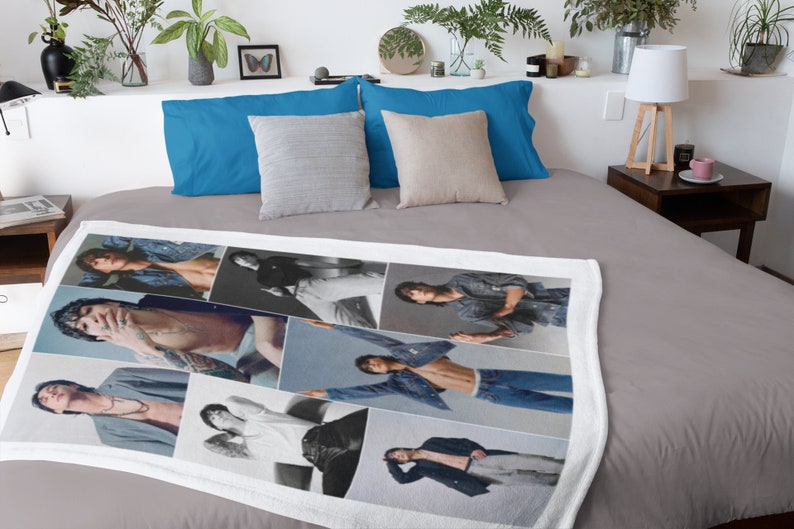 Custom JK Boyfriend Photo Grid Blanket, Jk Abs Tattoo Velveteen Blanket, Custom Gift for Army and K-Pop Fans, Army Merch Gift, 2313 image 5