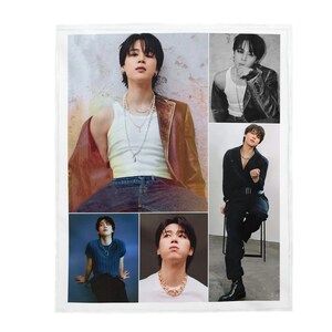 Couverture photo quadrillée K-Pop Bias 2023 personnalisée, Couverture K-Pop personnalisée en velouté, Cadeau personnalisé pour l'armée et les fans de K-Pop, Baby Mochi #2006