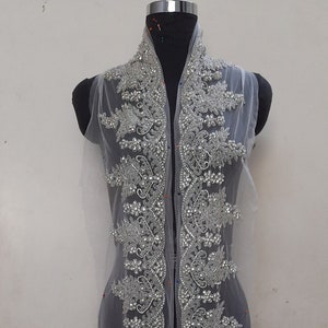 Super Sparkle luxe zilveren strass bruidsjurk versieringen, galajurk trim, handgemaakte strass versieringen, # DA 20 zilver