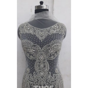 Apliques de diamantes de imitación transparentes plateados brillantes en la parte delantera del corpiño: vestido de novia, vestido de fiesta, vestido de graduación, vestido de baile / 100404 Plata