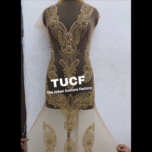 Prom dress Gold Rhinestone Applique | Bridaldress Gold Applique |  BO - 2023202