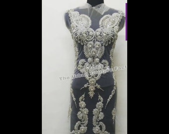 Silver Rhinestone Bodice Applique: Full Length Bridal Prom Dress DIY