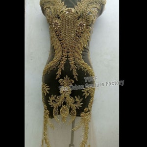 Sparkling Gold Rhinestone Applique set ,Bridal Applique , Prom dress Applique,100101 Gold, also available in Gold Silver and GOLD AB