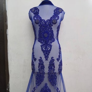 Royal Blue Rhinestone Applique Set: Bridal Prom Dress Embellishment