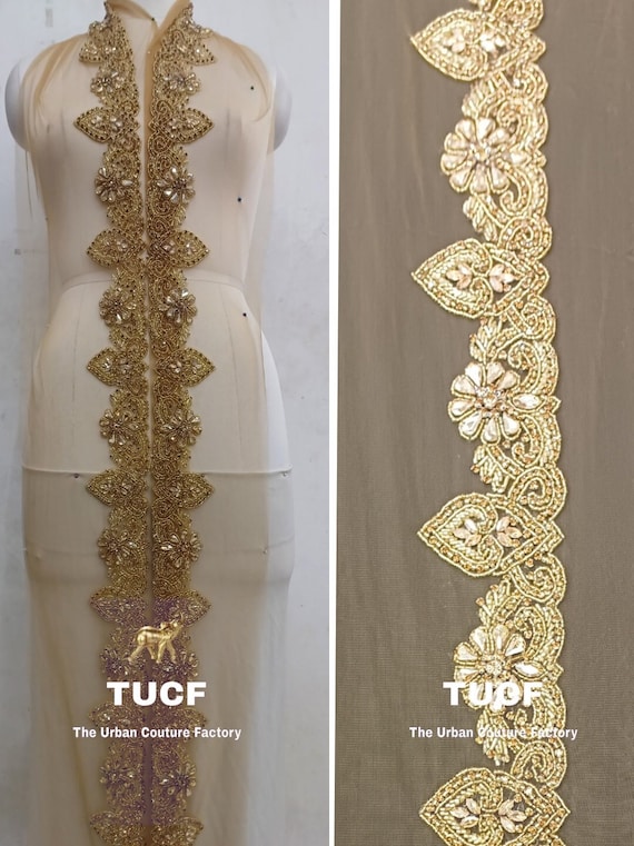 Handmade Gold Rhinestone Beaded Trim: Bridal, Prom Dress - Etsy