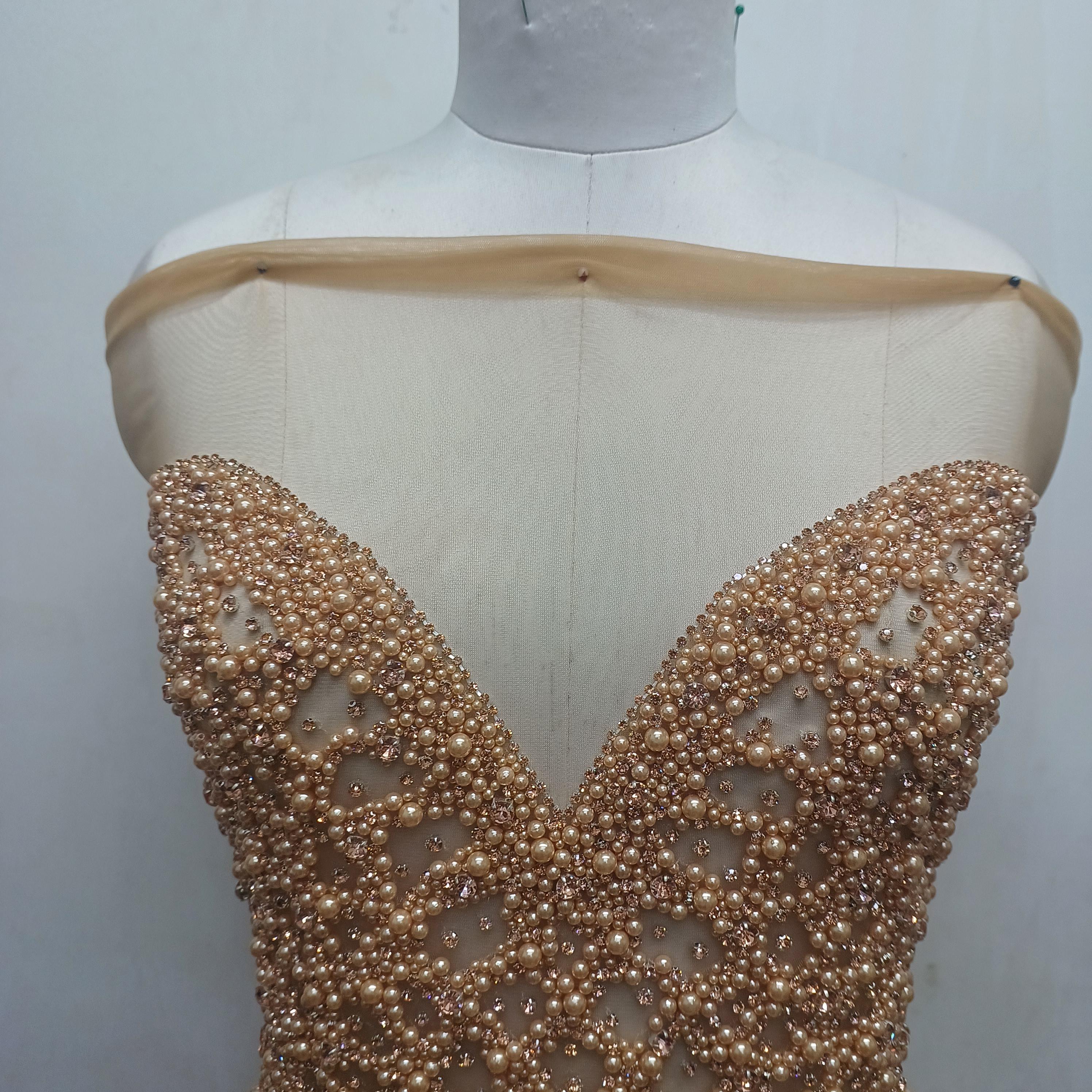 4121 Rose Gold Rhinestone Beaded Wedding Dress Applique Sparkly For Bridal Luxury Silver Rhinestone Applique for Prom Formal Gowns main image 2