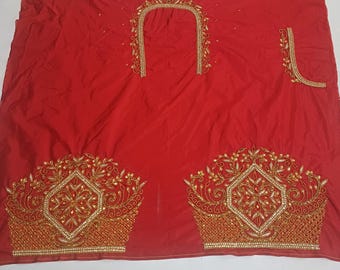 Custom Maggam Work Brautbluse: Handbestickte Kunstseide