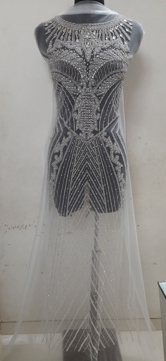 Silver Rhinestone Bodice Applique: Beaded Bridal Dress DIY Project - Etsy