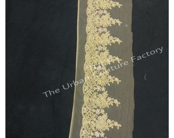 Gold Rhinestone Beaded Trim: Handmade Bridal Dress Embellishment