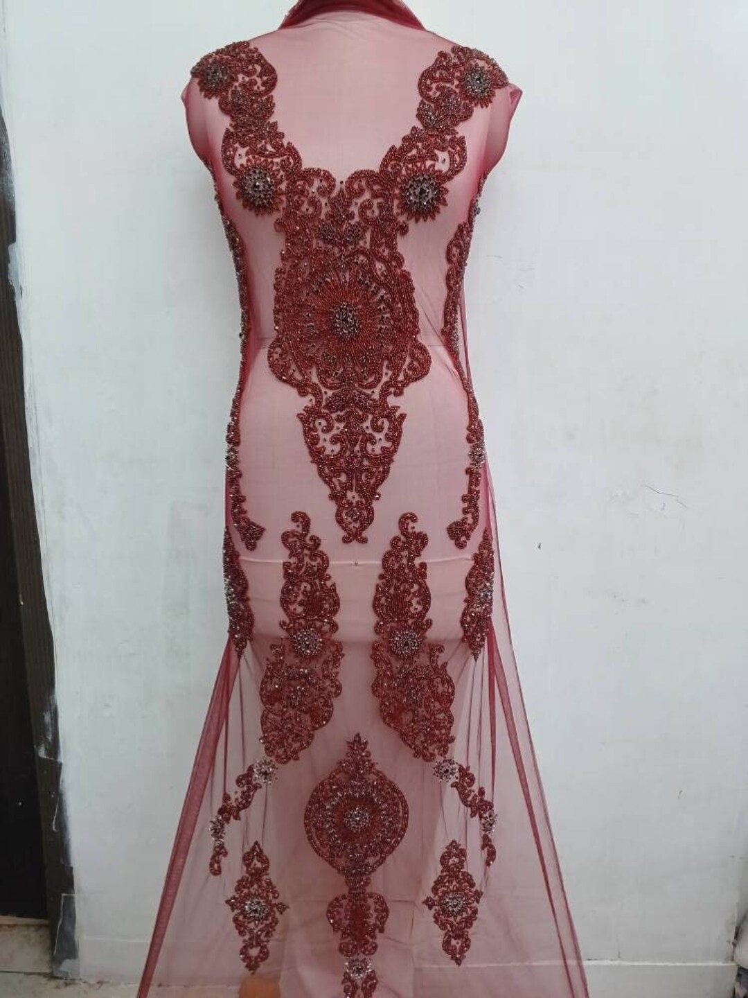 Sparkling Maroon Rhinestone Applique Set: Bridal Prom Dress ...