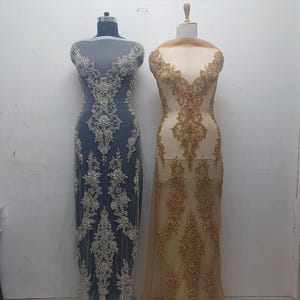 Super Sparkle Gold Rhinestone Prom Dress Applique Set !  Silver Rhinestone Bridal Applique set ! Prom dress Gold Silver Applique set !