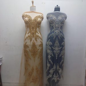 Super Sparkle Gold Rhinestone Prom Dress Applique Set !  Silver Rhinestone Bridal Applique set ! Prom dress Gold Silver Applique set !