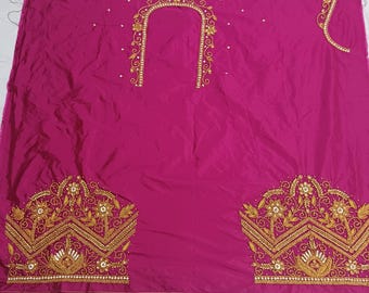 Custom Maggam Work Brautbluse: Handbestickte Kunstseide