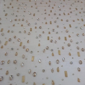 Gold Rhinestone Beaded Fabric: Haute Couture Bridal Dress Border - Etsy