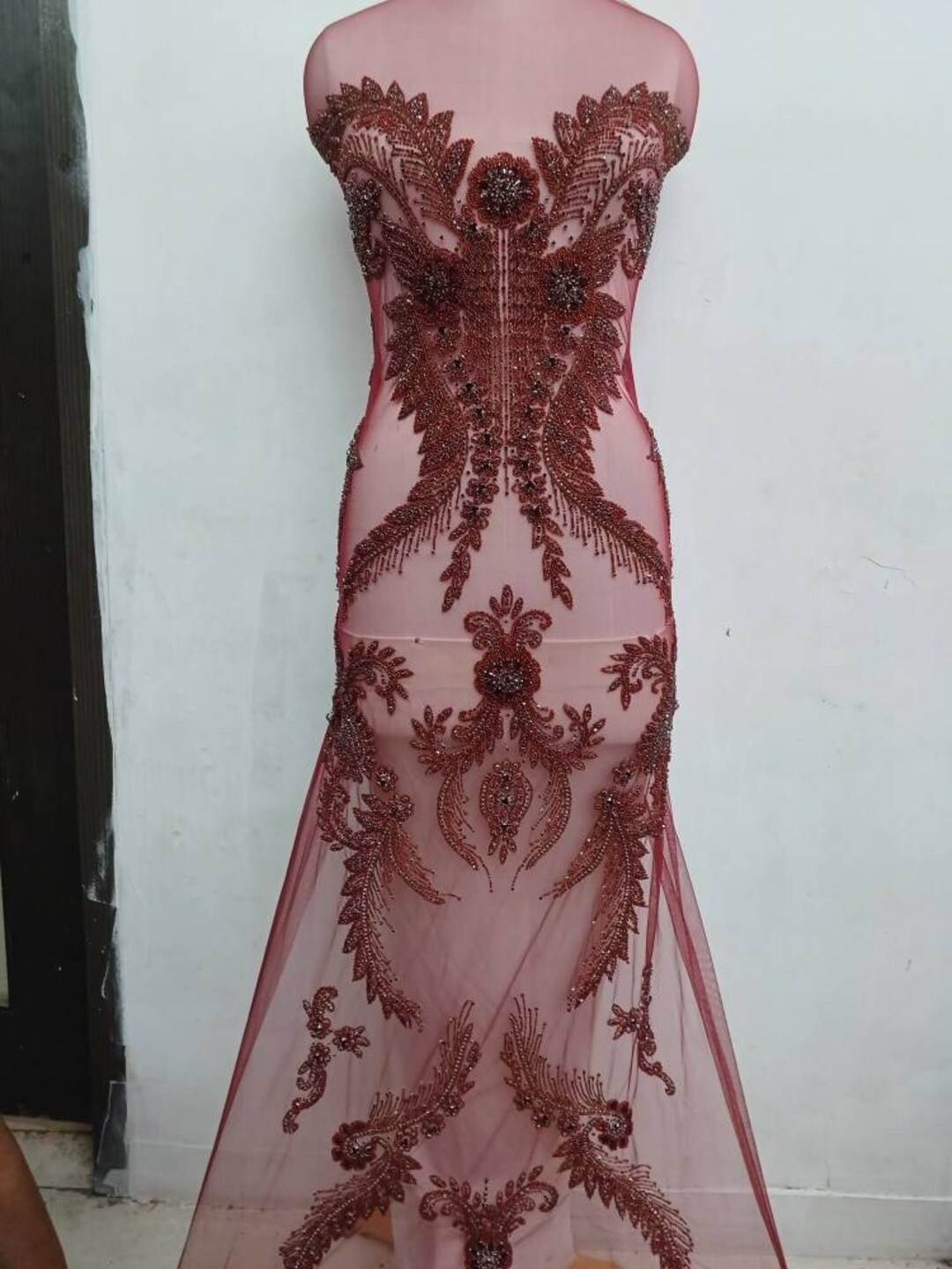 Super Sparkling Handmade Design Beaded With Maroon Rhinestone. Bridal ...