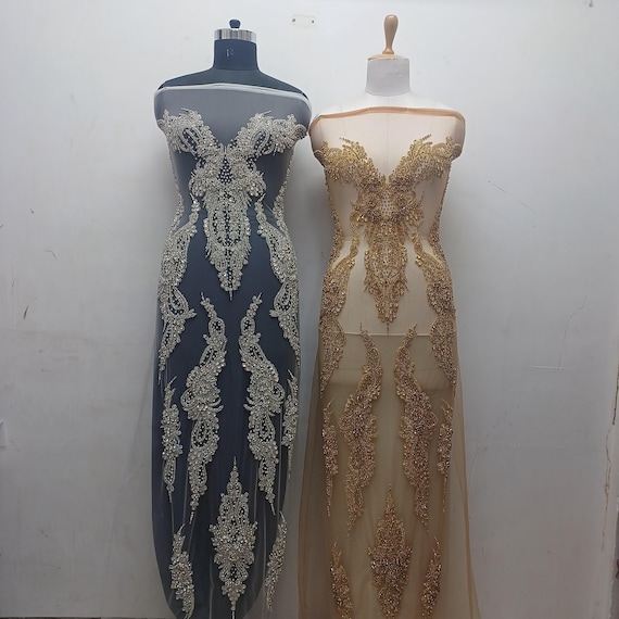 gold embellishments for dresses Mesh Gown With Floral Embellishments And Cut-Out Details main image 1