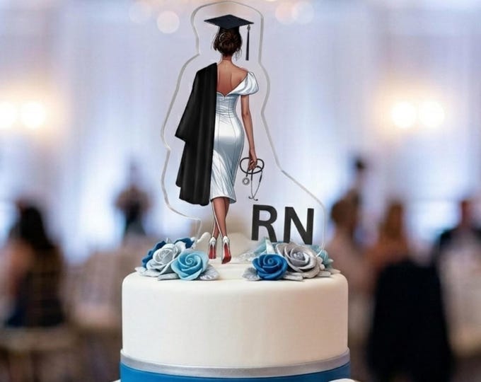 Grad Topper Stand Custom Grad Girl Cake Topper |medical Student Acrylic Stand ...