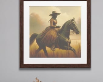 Afro Equestrian Art Print | Black Woman on Horseback Gallery Wall Decor