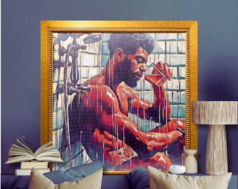 Arte mural, arte afroamericano, arte negro, arte masculino negro, arte afro, arte digital, bellas artes, obras de arte firmadas e imprimibles.