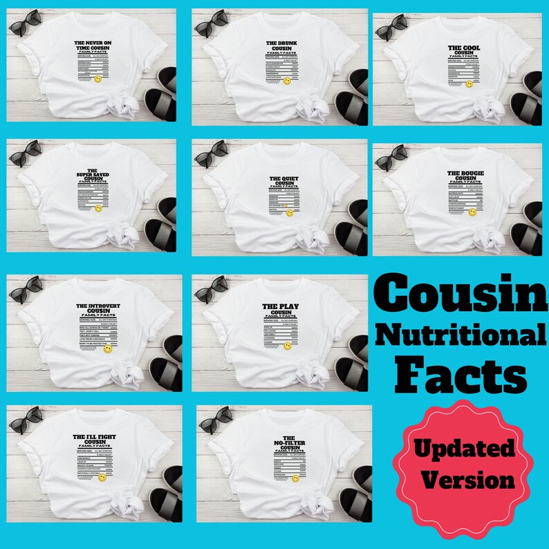 Cousin Nutrition Facts Bundle Digital Prints Instant Etsy
