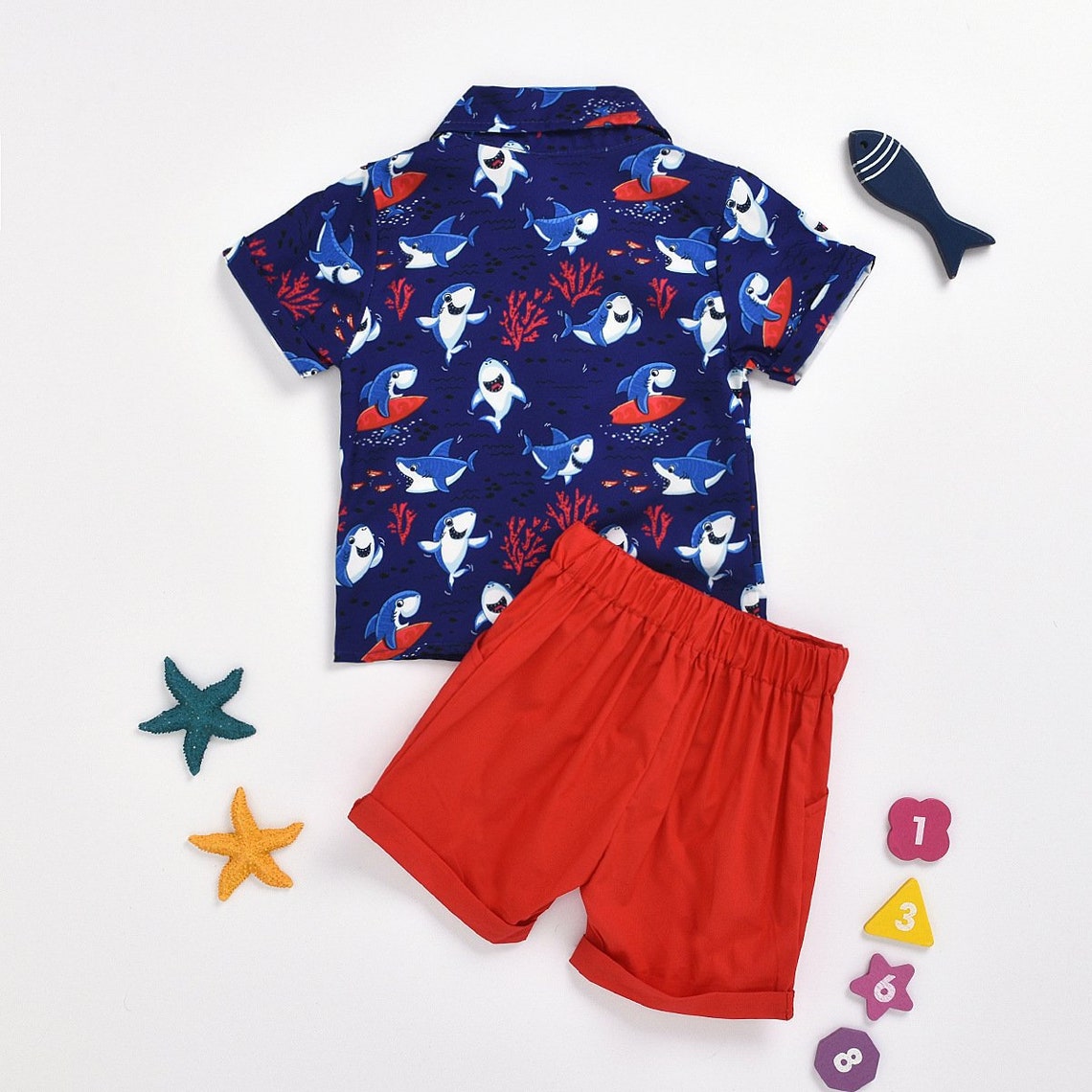 Shark Themed Short Sleeve Children's Clothing Two-piece - Etsy UK