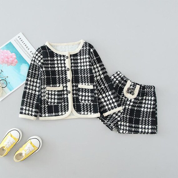 Formal Chic Girl 2-piece Plaid Coat Top 