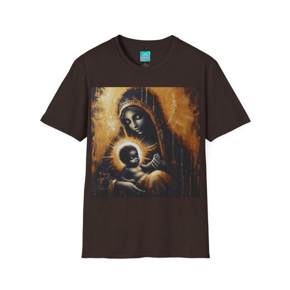 Madonna and Baby Jesus T-Shirt – African American Art, Unisex Cotton Tee