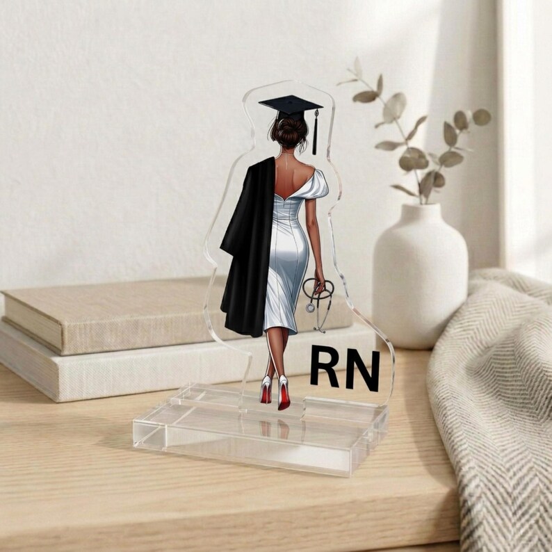 Grad Topper Stand Custom Grad Girl Cake Topper |medical Student Acrylic Stand ...