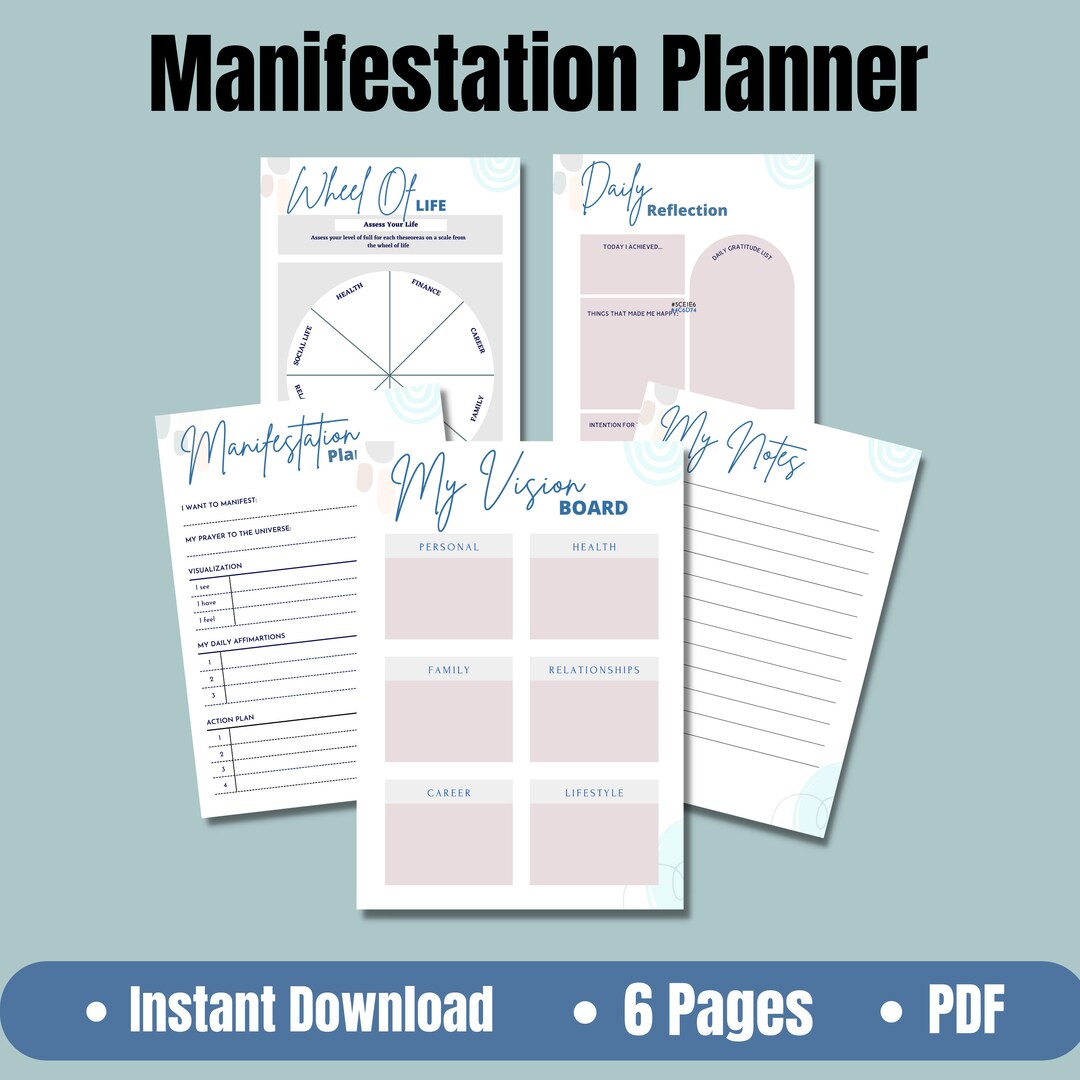 Manifestation Journal, Gratitude Journal, Wellness Journal, Manifestation Check, Monthly Goal ...