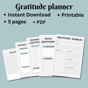 Gratitude Journal Printable, Gratitude planner Template, Thankfulness Journal, Gratitude Diary, Daily Gratitude Log, Instant Download