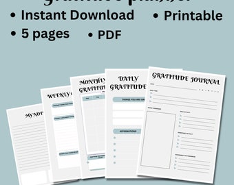 Gratitude Journal Printable, Gratitude planner Template, Thankfulness Journal, Gratitude Diary, Daily Gratitude Log, Instant Download