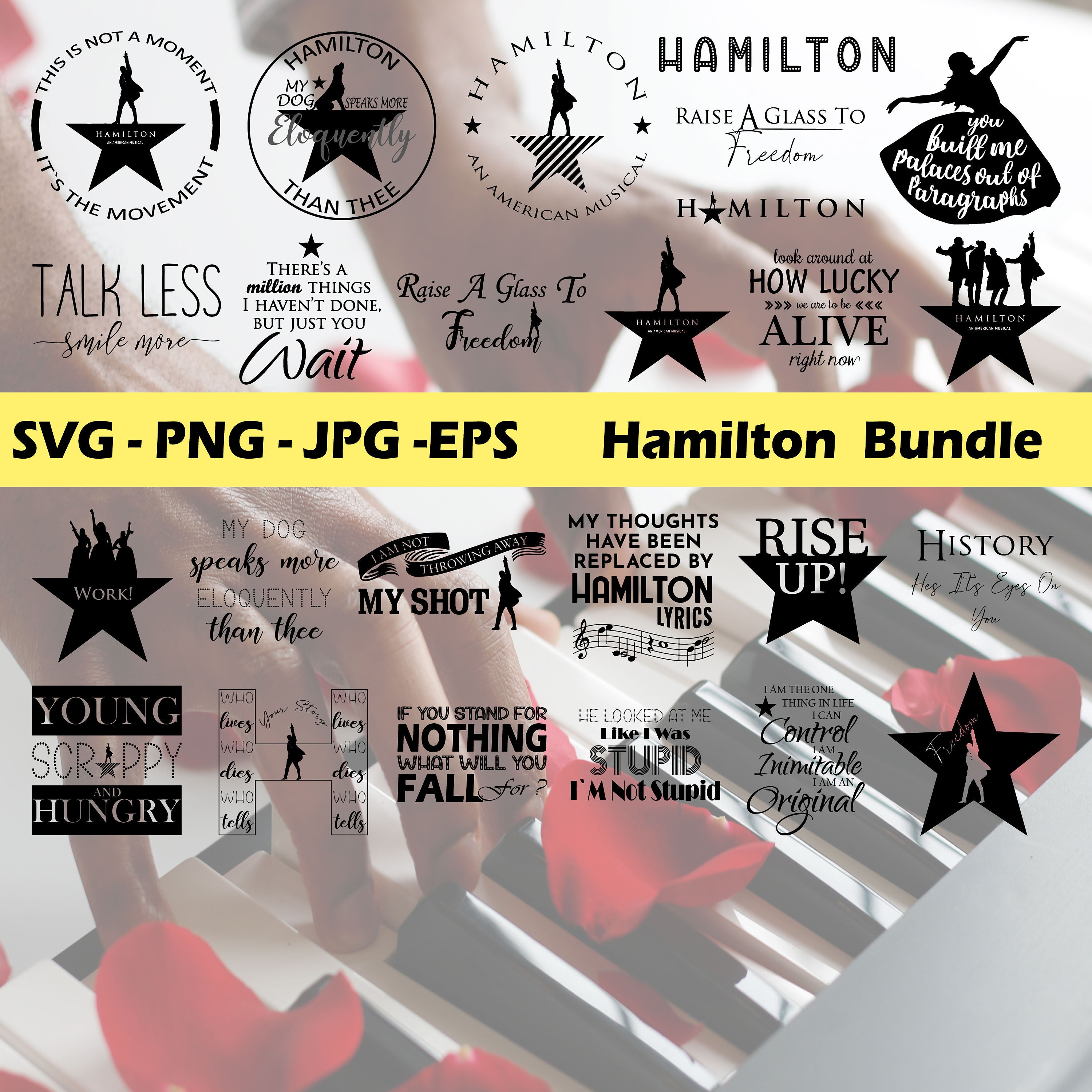 Hamilton SVG Hamilton 25 SVG Bundle Hamilton Silhouette | Etsy