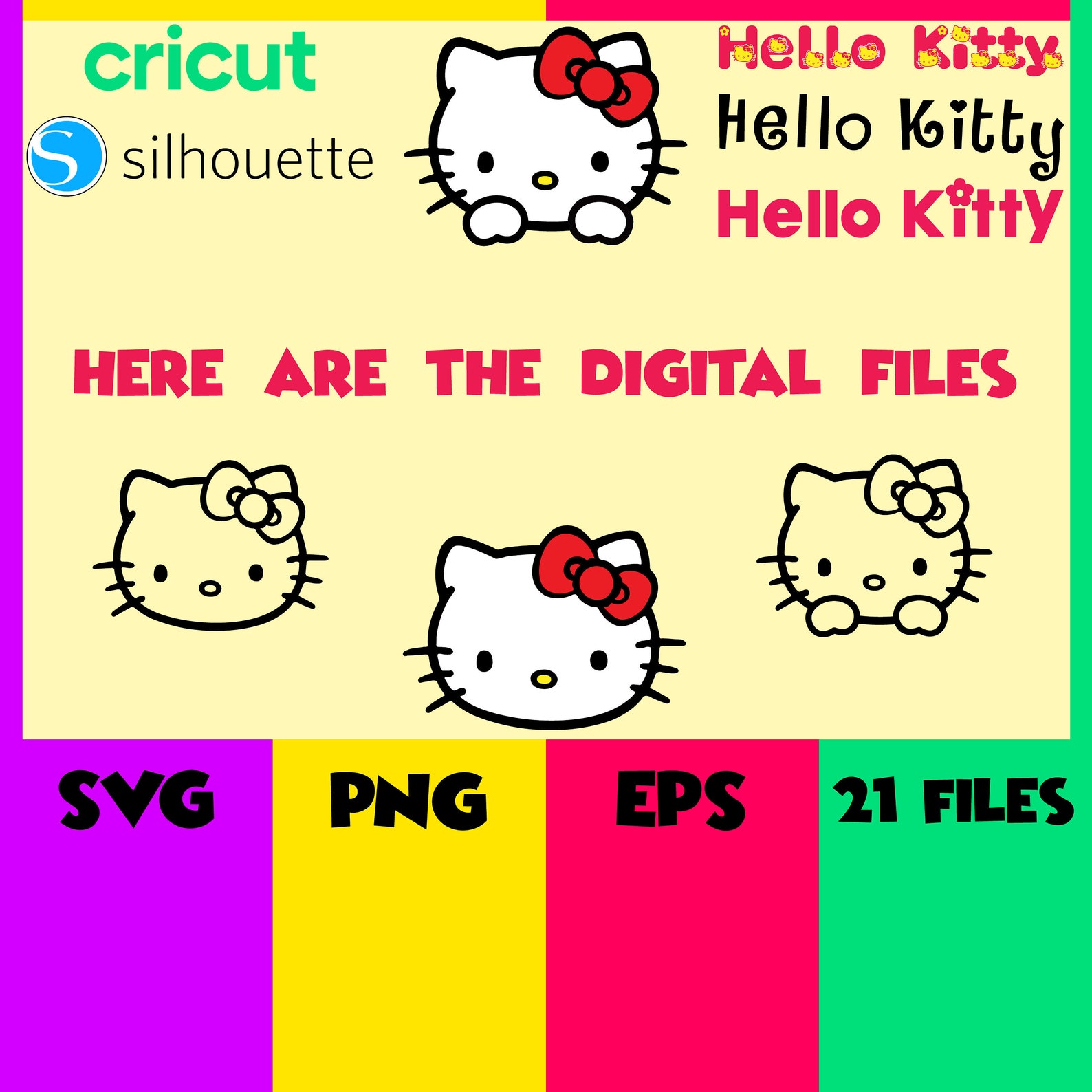 Hello Kitty SVG Hello Kitty SVG Bundle Hello Kitty Logo SVG | Etsy