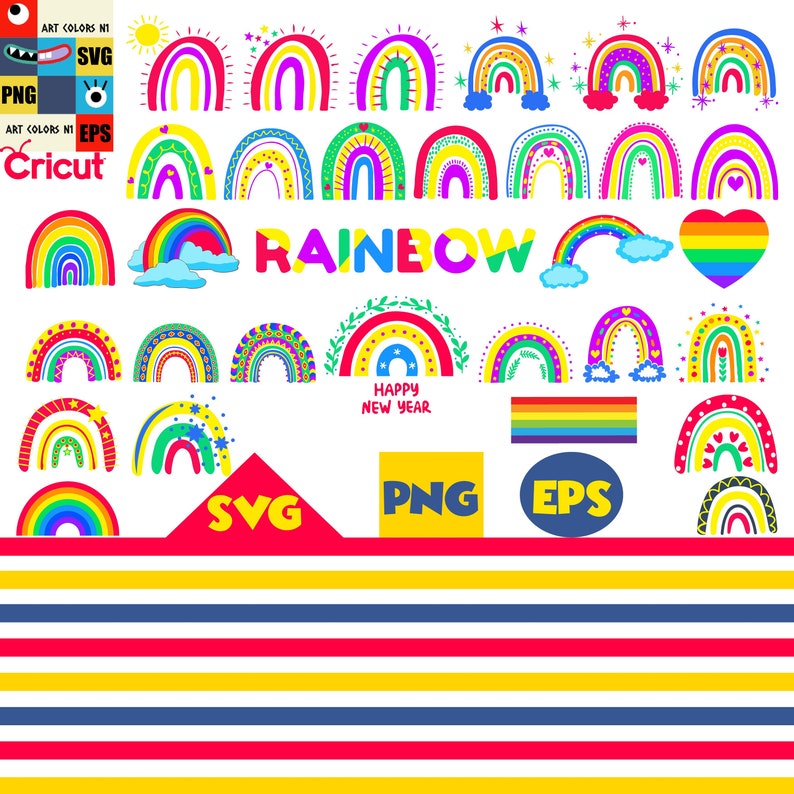 Download Rainbow SVG Rainbow Bundle SVG Rainbow Clipart SVG Cricut ...