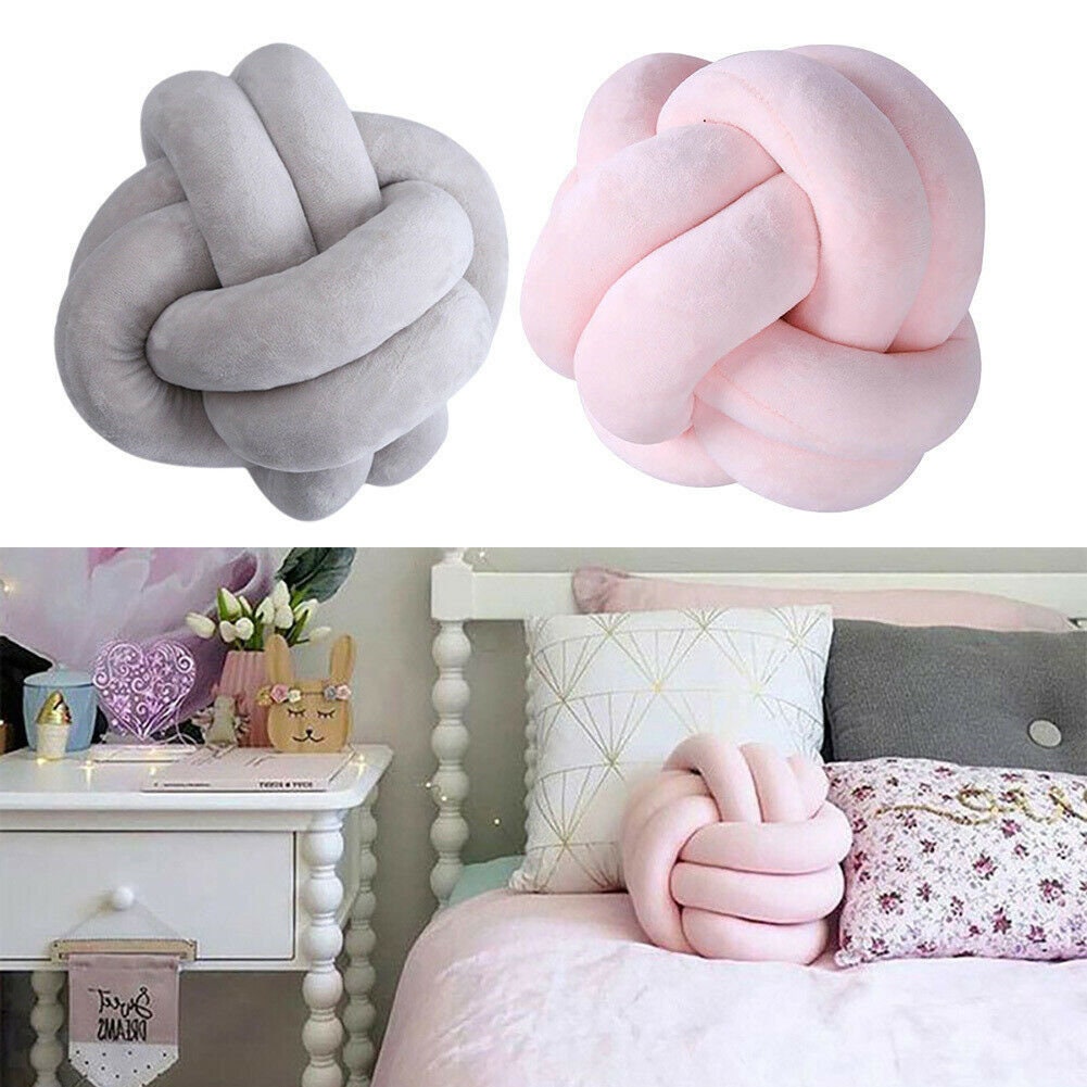 Super Soft Knot Ball Pillow Cushion Soft Chunky Knitted Throw Etsy