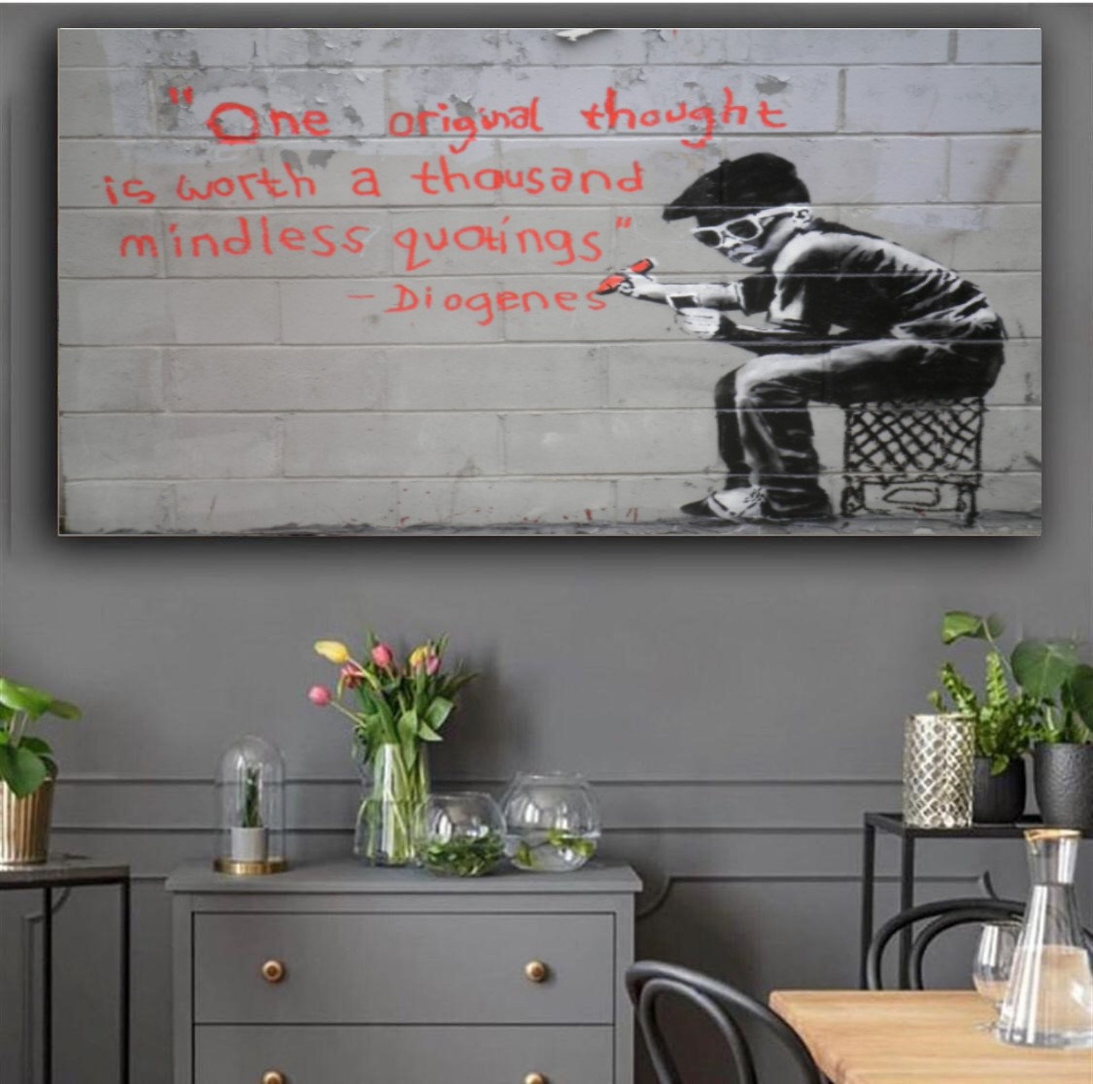 Print Quote Banksy Street Art Graffiti Canvas Wall Art Etsy
