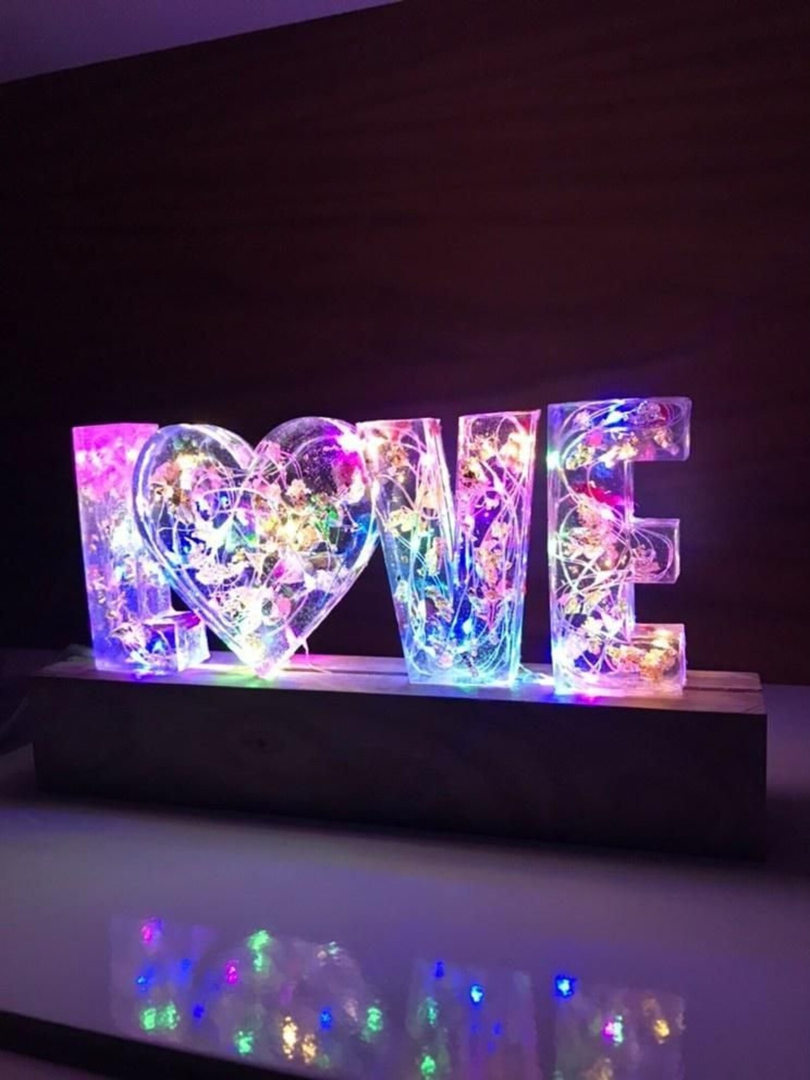 Dried Flowers Resin Letter With Wood LED Decor Night Light Etsy